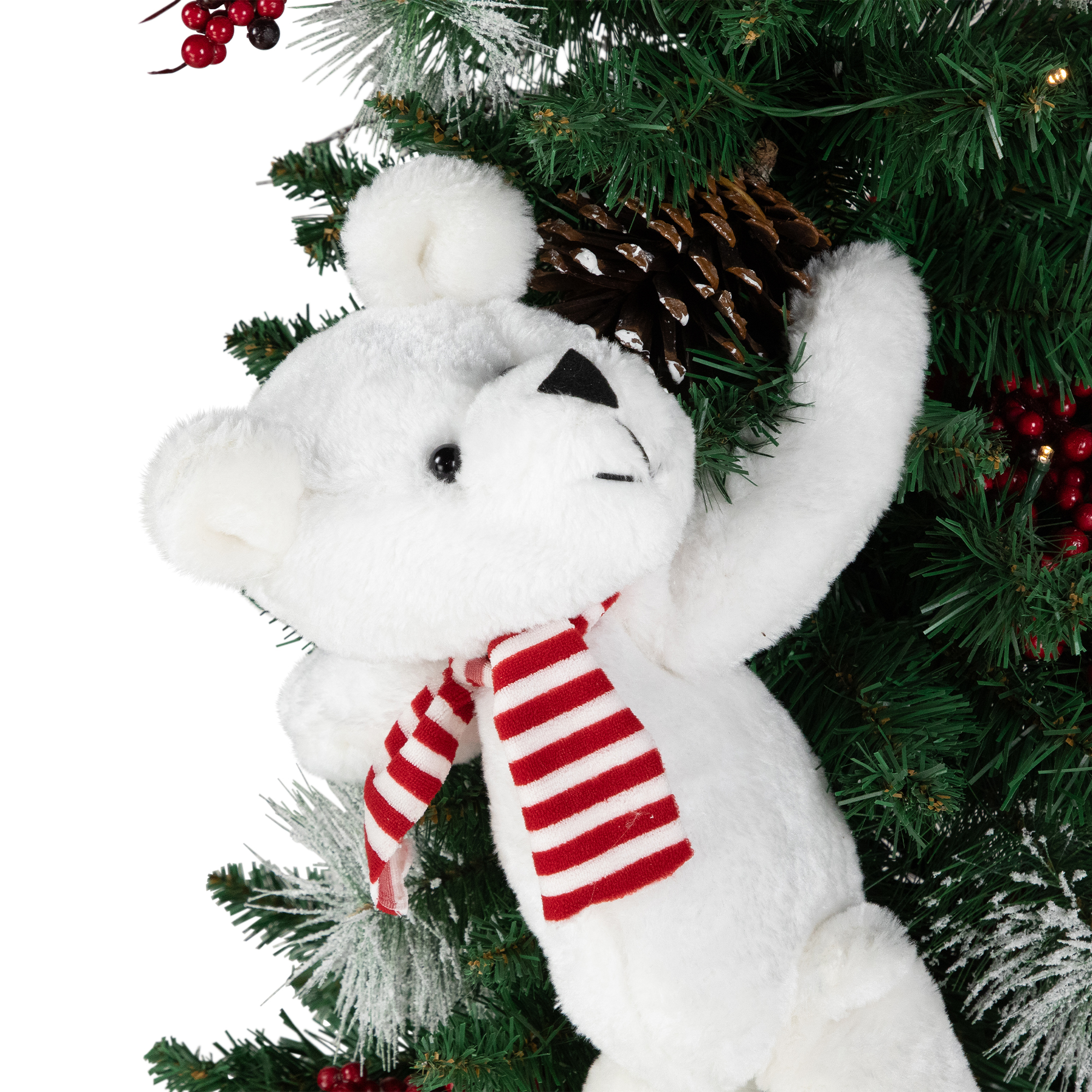 Pre-lit Life Sized Santa Claus with Polar Bear and Tree Christmas Decoration - 5.5'