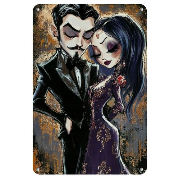 Vintage "Adams Family" Metal Tin Sign - 8x12 Inch - Retro Wall Art for Home, Bar, Farmhouse - Ideal for Halloween, Thanksgiving, Christmas Decor & Collectibles, Metal Wall Art Decor