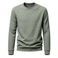 thumbnail image 2 of Mens Soft Textured Pullover Sweatshirts Waffle Knit Crew Neck Solid Color Long Sleeve Tops for Men Green 4XL, 2 of 5