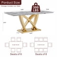 thumbnail image 7 of GAKMCIL 70" Rectangle Faux Marble Dining Table for 6-8 People, Modern Kitchen Table with Mirror Polished Stainless Steel Base, Easy Assembly, 300lbs Load for Dining Room, Kitchen, Office (Gold&Grey), 7 of 7