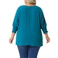 thumbnail image 3 of Agnes Orinda Women's Plus Size Chiffon Tops Batwing Ruffle Long Sleeve Casual Loose Shirts Blouses 4X Lake Blue, 3 of 6