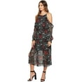 thumbnail image 2 of 1.STATE Womens Floral A-line Dress, Black, Large, 2 of 4