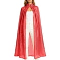 thumbnail image 3 of UTSJKR Women's Full‑length Sequin Cape Cloak, Stand Collar Tie‑up Sparkling Poncho, Shiny Outerwear for Cosplay, Stage Performance and Holiday Costume Parties Red, 3 of 7