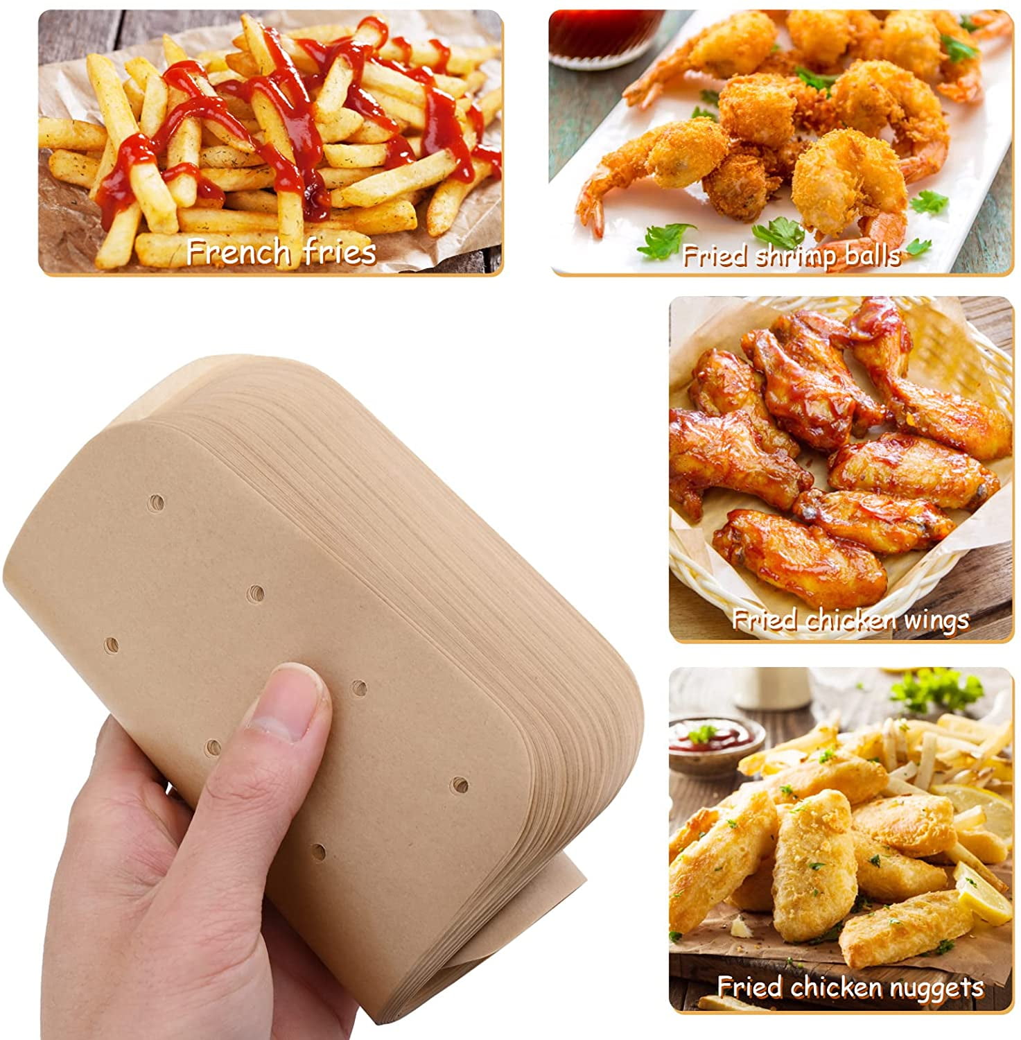 Airfryer Liners for Ninja Air Fryer 6.5 Inch,2-5 Qt Air Fryer Paper Liners  Disposable,100 Pcs Baking Parchment Sheets Air Fryer Accessories for Ninja