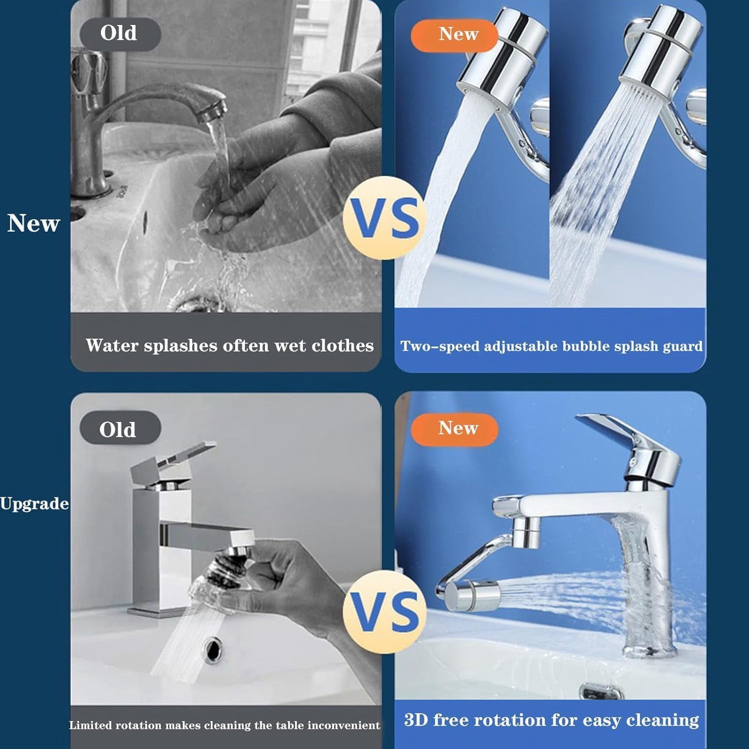 2026 Upgraded Universal Sink Faucet 1080° Rotating Faucet Extender with Upward Facial Mist, U Shaped Faucet Extender, 360° Faucet Aerator for Bathroom Kitchen, 4 Water Modes Adjustable (Silver)