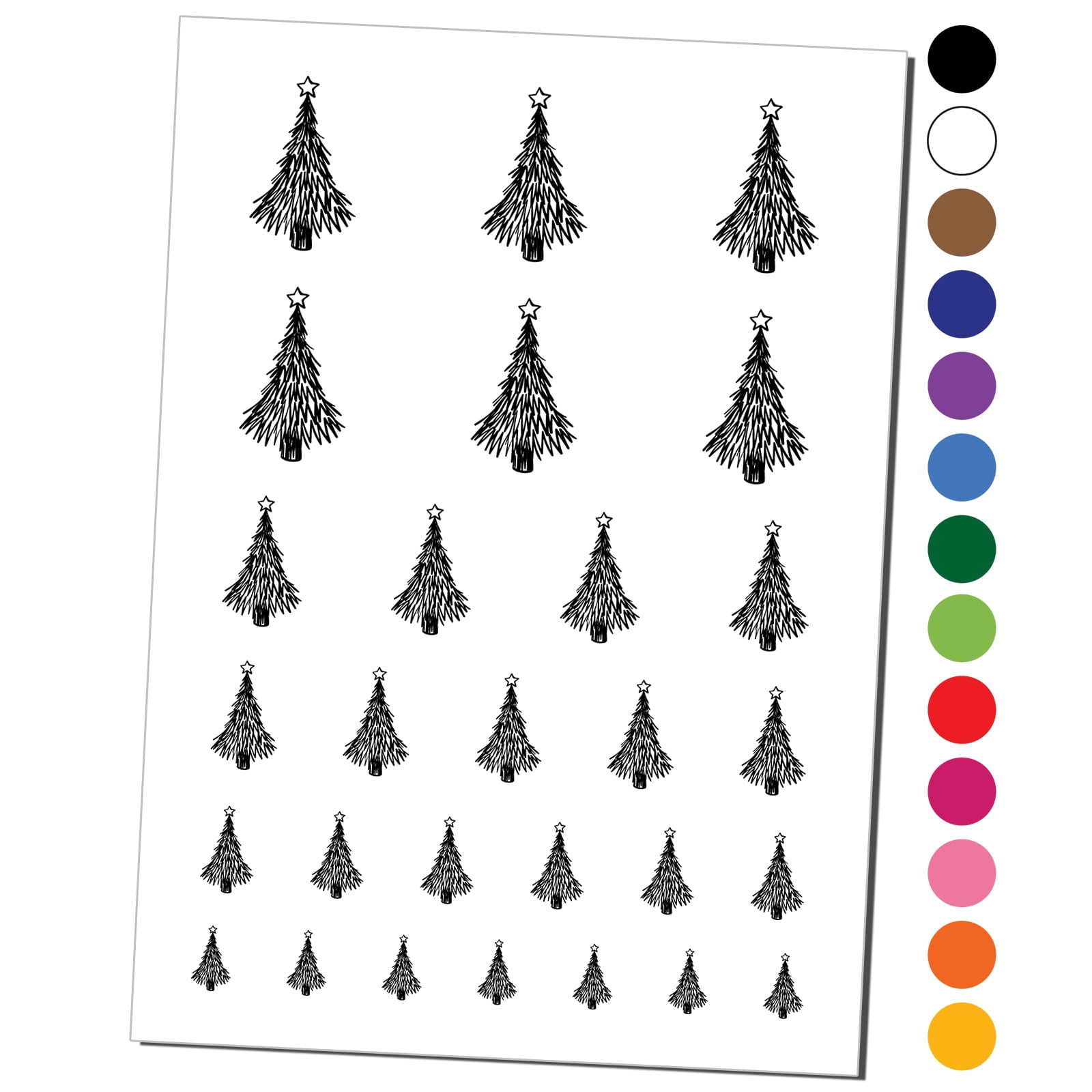Hand Drawn Christmas Evergreen Tree with Star Water Resistant Temporary