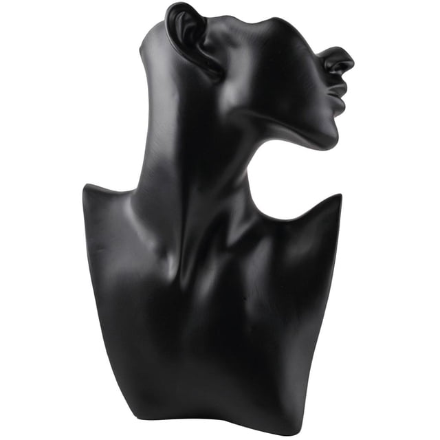 Cabeza de maniquí de resina negra/terciopelo para mujer, soporte para busto, modelo de tienda, collar de joyería EstiloA-L Negro Cola Maniquí de exhibición de collar