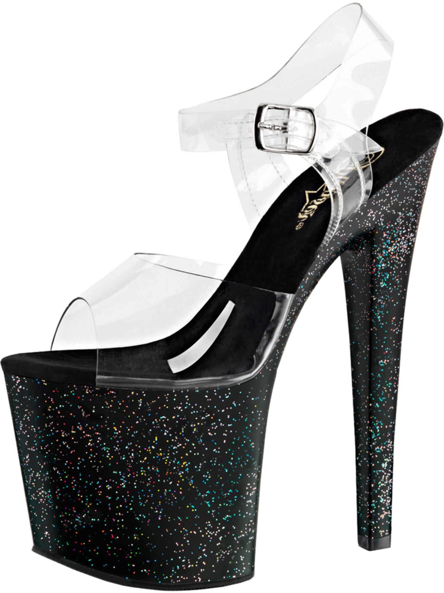 clear mini heels