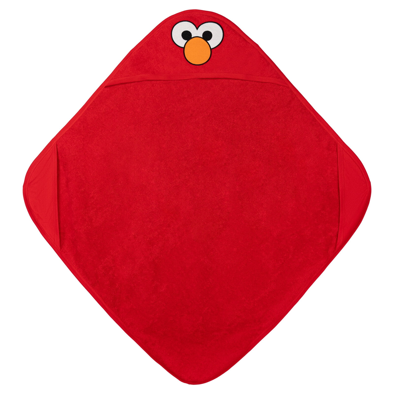 Sesame Street Baby Boys' Cotton Character Hooded Towel with Corner Pockets Red Elmo