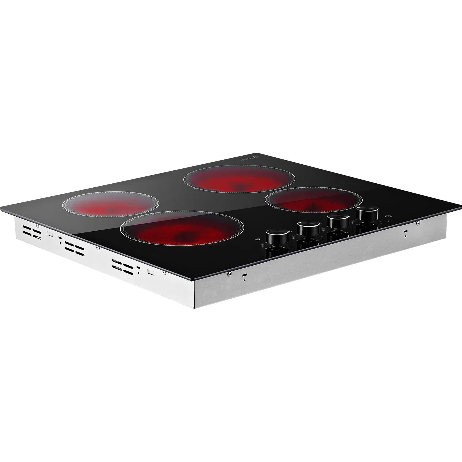 Electric Cooktop 24inch 4 Burners Stove Top 6000W 220V No Plug, Ceramic Built-in Radiant Electric Stove , with 11 Power Levels, Over-Heat Guard, Knob Control, for Diverse Cooking Requirements