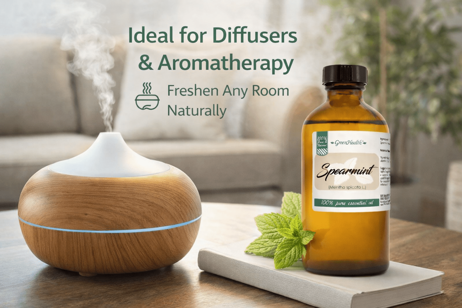 Spearmint Essential Oil - 8 fl oz (237 ml) Glass Bottle w/ Cap - 100% Pure Essential Oil by GreenHealth