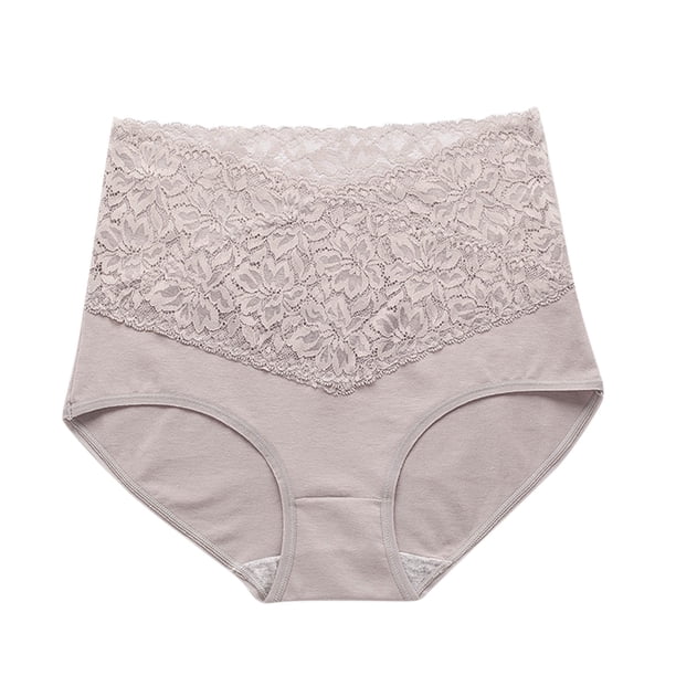 WILLBEST Calzones De Algodón Mujeres De Color Sólido De Algodón Con Cuello En V De Encaje De Cintura Alta Bragas Abdominales