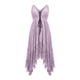 thumbnail image 6 of Lcziwo Flowy Western Dresses for Women Sleeveless Lace Up High Low Midi Dress Boho Summer V Neck Vintage Pleated Sundress Pink,M, 6 of 6