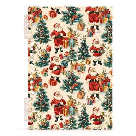 Santa Claus Gift Tree Notebooks 1-subject Journal 60 Sheets A5 College Ruled Paper Detachable Ring 8.3"x5.7"