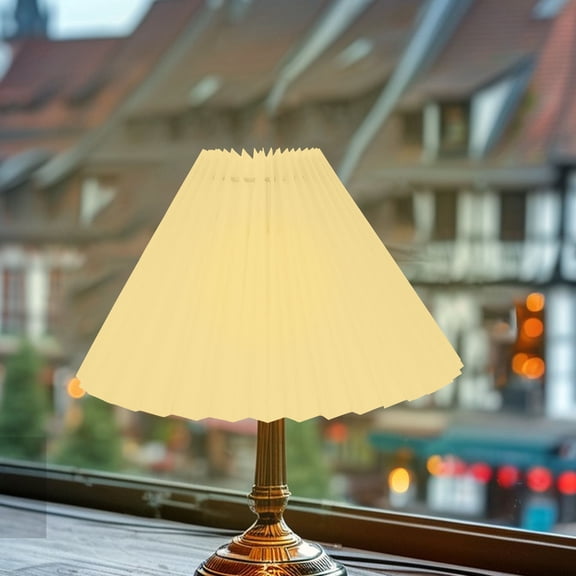 LOLIPPYY Elegant Beige Fabric Table Lamp Shade Pleated Design for Living Room Bedroom