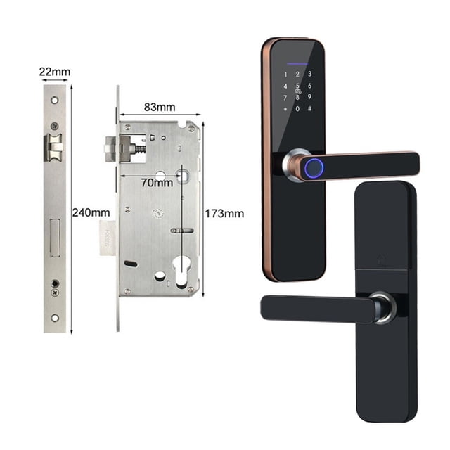 Door Lock, Tuya Electronic Smart Door Lock With Biometric Fingerprint / Smart Card / Password / Key Unlock/ USB Emergency Charge ,Easy to Install