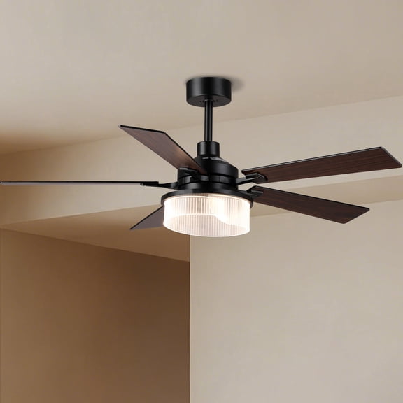 Parrot Uncle 52" Farmhouse 3CCT LED Ceiling Fan with Remote Control, Double-sided Blades, Hidden Lights, Dimmable, 4"/8" Downrod