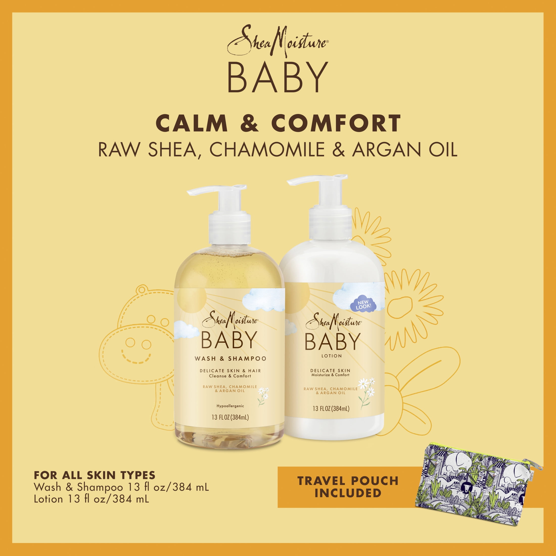 SheaMoisture Baby Gift Set Raw Shea Chamomile & Argan Oil, Wash 13oz LTN 8 Fluid Ounce -- Pack of 2