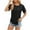 Black, variant on Womens Summer Tops qolati Basic Short Sleeve Crewneck Tunic T Shirts Lightweight Casual Loose Button Going Out Blouse