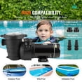 thumbnail image 4 of KFFKFF Pompe pour Piscine hors Terre, 1 Hp, Débit Max. 80 GPM, Pompe pour Piscine à Vitesse Unique, 120 V 3450 Tr/min, Pompe de Piscine à Levage de Tête Max. 36 Pi, 4 of 9