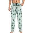 thumbnail image 3 of Men's Pajama Pants with Pockets Sleepwear Lounge Pants Stretch Casual Eucalyptus Leaves Turquoise, 3 of 6