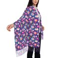 thumbnail image 5 of Cauagu Skull Blue Flower Print Women Wrap Shawl tassels Scarves Retro Scarf 77.6"X28.3", 5 of 8