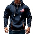 thumbnail image 2 of Dagegui Men's 1/4 Zip Up Hoodies Vintage USA Flag Graphic Sweatshirt Fleece Drawstring Hooded Pullover Outdoor Workout Athletic Tops with Pocket Navy XXL, 2 of 3