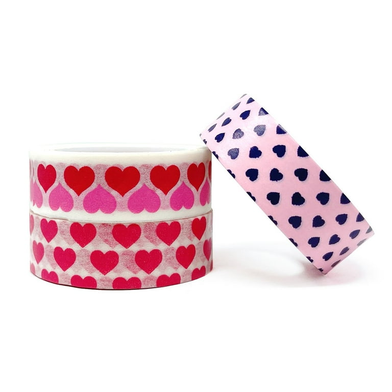 Wrapables Masking Tape Washi Tapes Valentine Hearts Washi Tape Set of 3,  Set 1