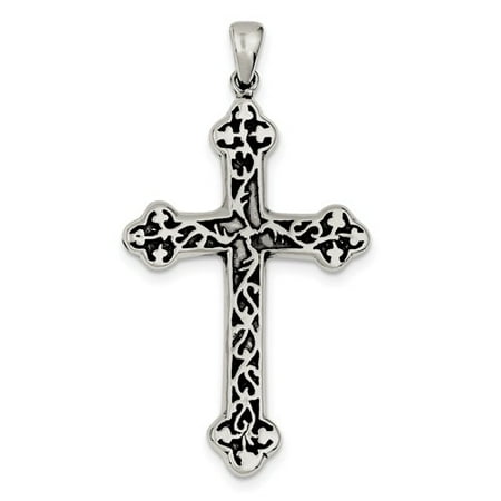 Sterling Silver Antiqued Thorn Cross Pendant