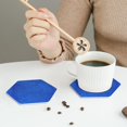 thumbnail image 6 of Kll Hexagon Drink Coasters Set Of 4,Pu Leather Absorbent Coasters Set Decorative Coffee Cup Coasters Housewarming Gift For Home Decor-Blue Glitter, 6 of 9