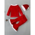 thumbnail image 3 of Canis Santa Print Tops and Pants Hat for Christmas Kids Girls Outfits, 3 of 9