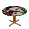 thumbnail image 3 of Autua Snowman Wreath Pine Tree Round Tablecloth 100% Polyester 60 Inch 54"-58, 3 of 8