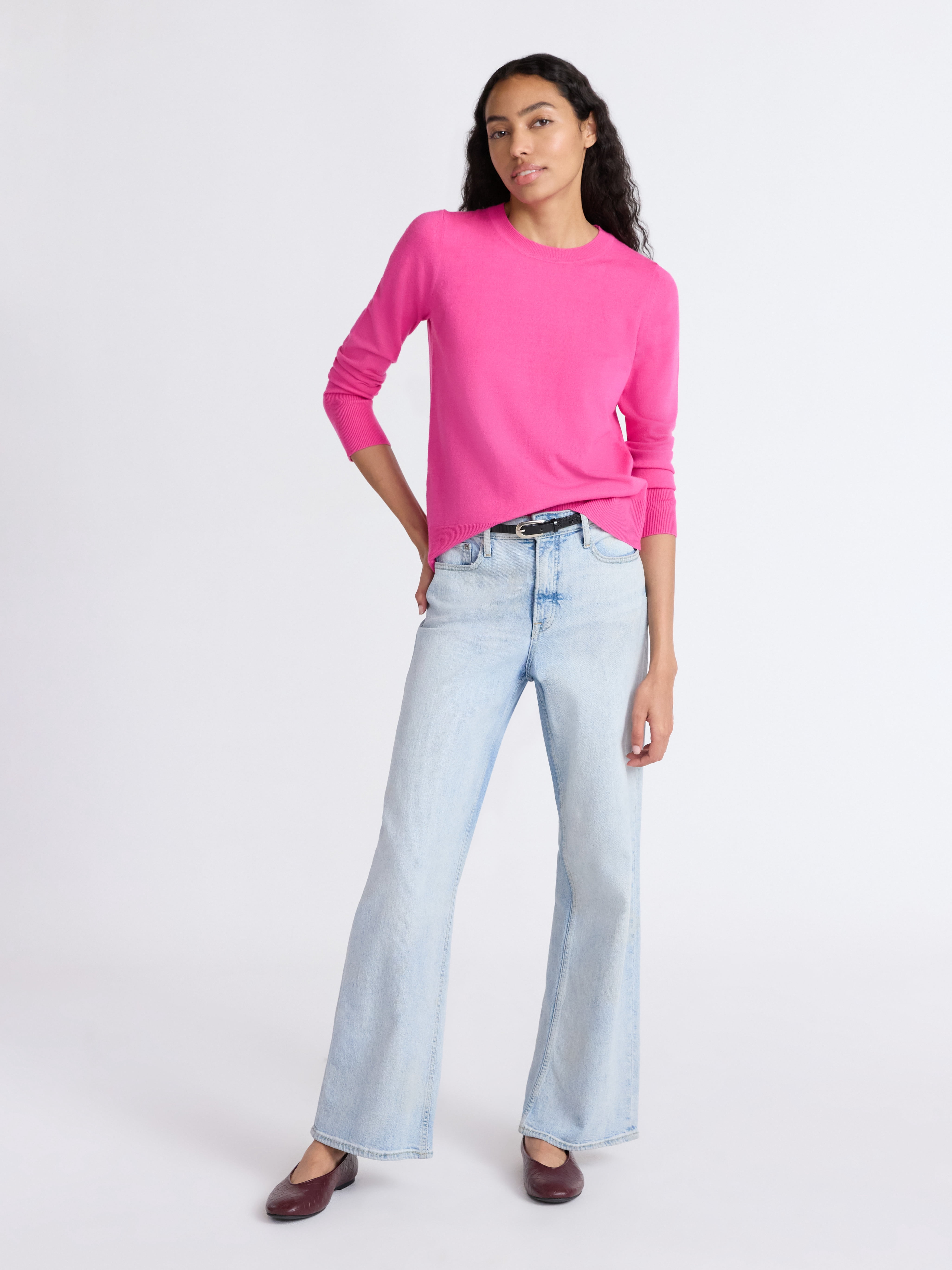 Free Assembly Women's and Women's Plus Cozy Yarn Crewneck Sweater with Long Sleeves. Lightweight, Sizes XS-4X