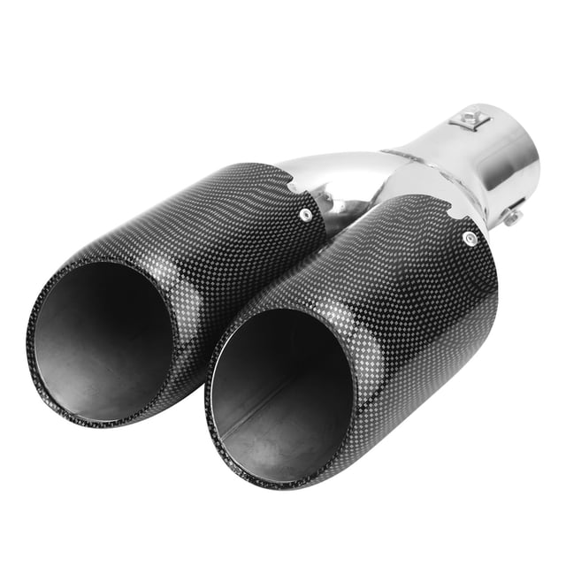 Punta de escape de doble tubo estilo fibra de carbono, completamente soldada, acero inoxidable 304, universal