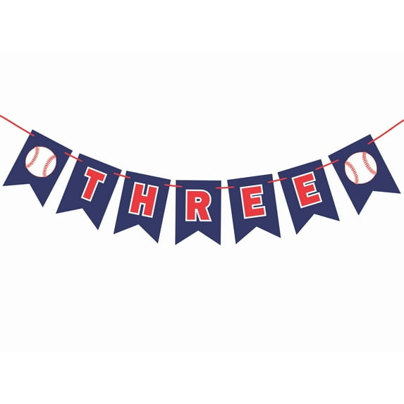 Inkdotpot Baby Birthday DecorationsI Am ThreePennant Banner Flags Baby Boy BaseballBirthday Garland