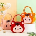 thumbnail image 6 of Gifts Reusable Cosmetic Bag Cartoon Felt Tote Bag Candy Color Handbag Shopping Bags Felt Bags Cartoon Tiger Felt Bag BLUE, 6 of 6
