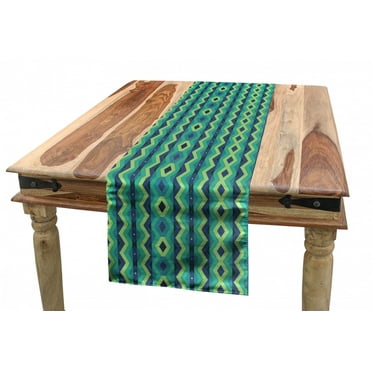Chevron Table Runner, Vertical Borders with Zigzag Stripes Vintage Geometric Abstract, Dining Room Kitchen Rectangular Runner, 3 Sizes, by Ambesonne