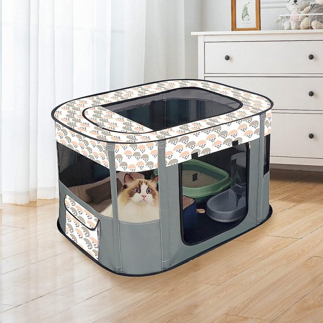 Parque Infantil Rectángulo Plegable para Ejercicios para Cachorros, Sala De Entrega De Mascotas Pequeñas, Cama Transpirable para Viajes para Mascotas, Perrera Plegable para Interiores Y Exteriores pa