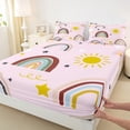 thumbnail image 3 of Homewish Multicolor Geometric Queen Sheet Set (4-Piece) Rainbow Sun Black Star Decor For Kids, 3 of 7