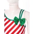 thumbnail image 5 of Aislor Kids Girls Christmas Striped Candy Cane Bodysuit Jumpsuit Performance Dancewear Size 6-16 Red 10, 5 of 7