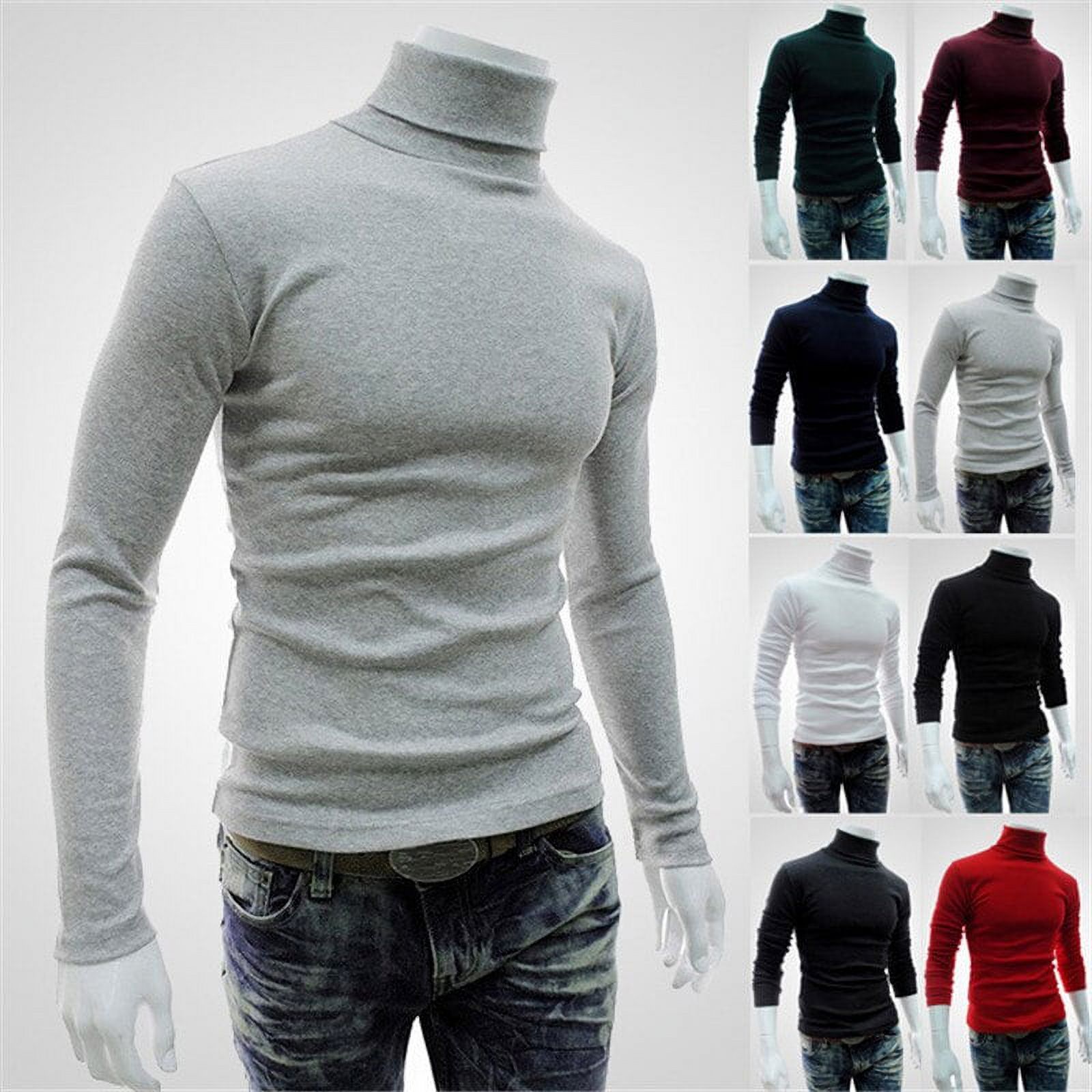 Seyurigaoka Fashion Mens Polo Roll Turtle Neck Pullover Knitted Jumper Tops Sweater Shirt - image 3 of 6