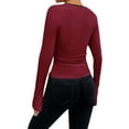 thumbnail image 3 of Deago Women's Long Sleeve Sweetheart Neck Shirts Casual Slim Fit Rib Knit Tops Fall Basic Tee Outfits Clothes (Red, XL), 3 of 9