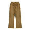 thumbnail image 5 of TRUBKH Cotton Linen Pants Plain Drawstring Trousers Tapered Pants Elastic Waist Wide Leg Linen Pants Paperbag Pant Beach Pants for Women Palazzo Pants Floral Belt Pants Flowy Gauze Khaki S, 5 of 7