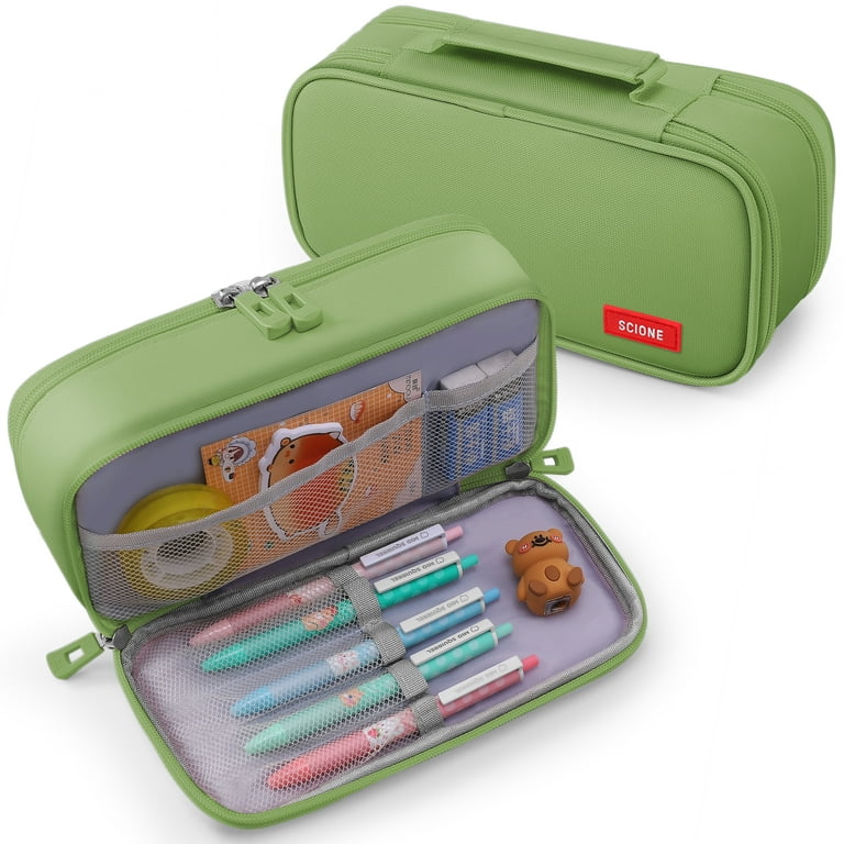 Suhoaziia Primary School Teenager Girls Pencil Case,Lightweight Cherry  Blossom Axolotl Pencil Case Organizer Box,Water-Resistant Storage Pen Bag  with