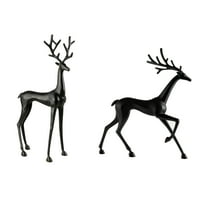 SDJMA Reindeer Christmas Decorations - Set of 2 Black Reindeer Statues,Modern Christmas Table Decorations,Xmas Deer Figurines,Elegant Indoor Holiday Decor for Mantel Living Room Bedroom Office