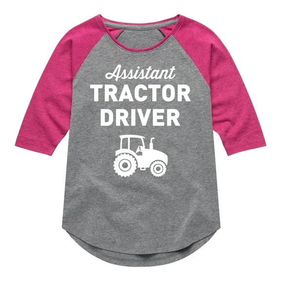 Instant Message - Tractor Driver Assistant - Toddler & Youth Girls Raglan Graphic T-Shirt
