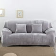 thumbnail image 4 of Thick Velvet Sofa Covers 1/2/3/4 Seater Pure Color Sofa Protector Stretch Non Slip Couch Cover Easy Fit Elastic Fabric Stretch Couch Slipcover(Gray, 3-Seater Sofa), 4 of 11