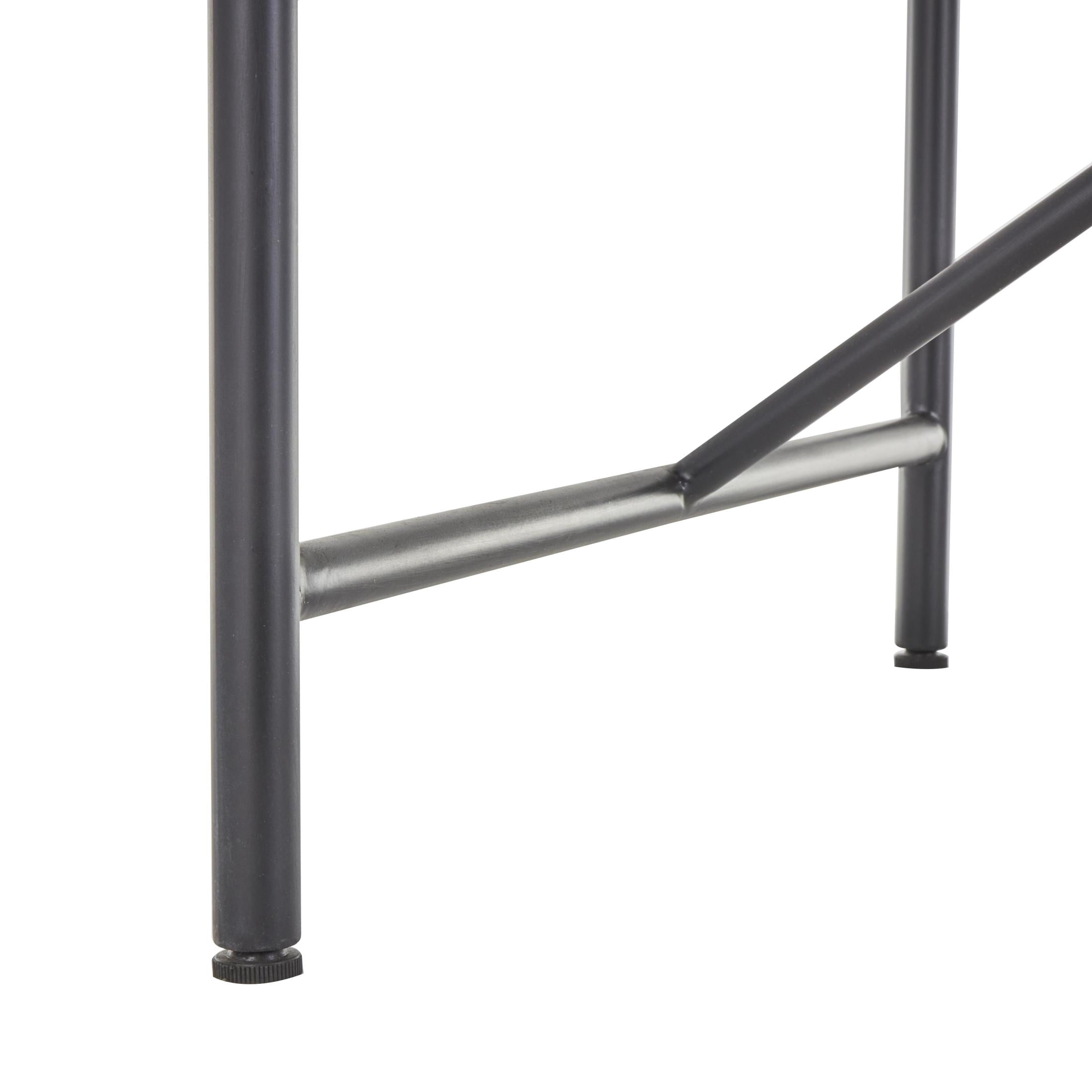 DecMode 14" x 27" Black Metal Compact Suspended Storage Dining Table with Brown Wood Tabletop and 4 Stools, 5-Pieces