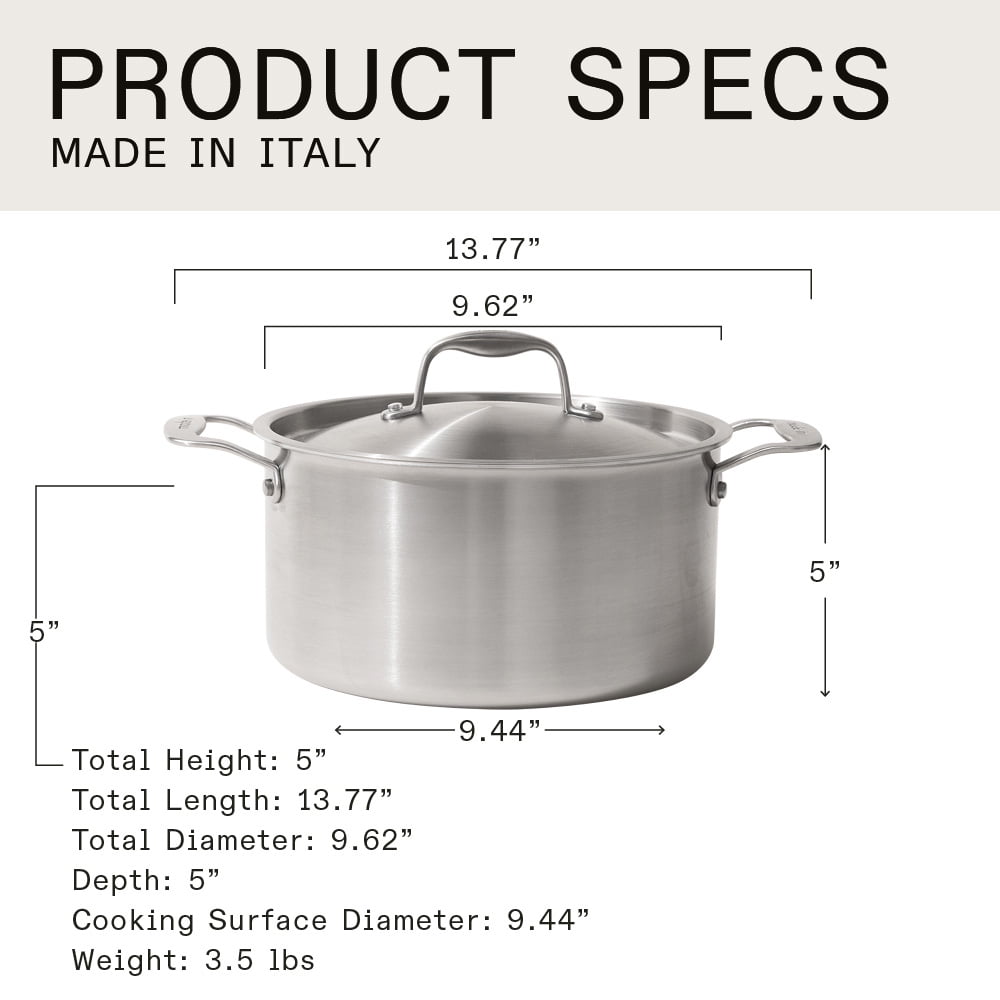 Made In Cookware - 8 Quart Stainless Steel Stock Pot With Lid - 5 Ply  Stainless Clad - Professional Cookware - Made in Italy - Induction  Compatible