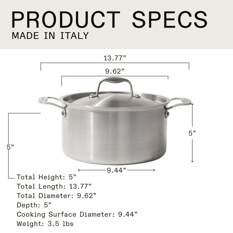  Made In Cookware - 6 Quart Stainless Steel Rondeau Pot w/Lid -  5 Ply Stainless Clad - Professional Cookware - Made in Italy - Induction  Compatible: Home & Kitchen